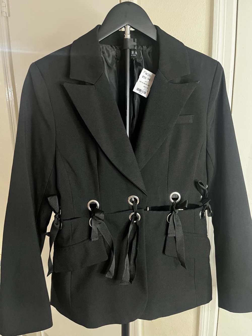 AKIRA Black Grommet Tie-Waist Blazer Jacket